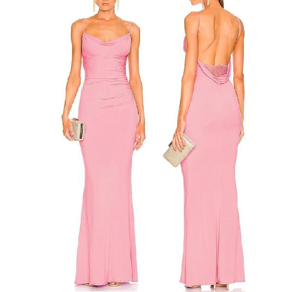 Women Drape Neck Formal Maxi Dresses Lace